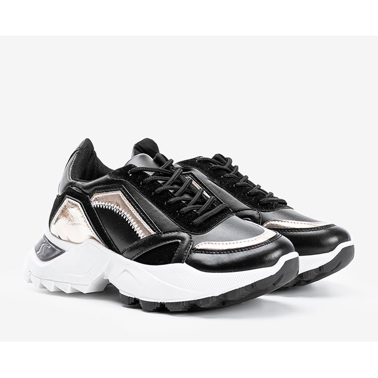 Adidași negri cu inserții metalice de la Gordani negru 1