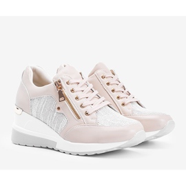 Adidași bej strălucitori pe pană The Moment 1