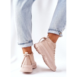 FJ1 Adidași înalți bej Trissy pe o talpă mare 6