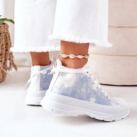FJ1 Adidași înalți pe o talpă albastră mare cu efect Tie-Dye Trissy albastru 4