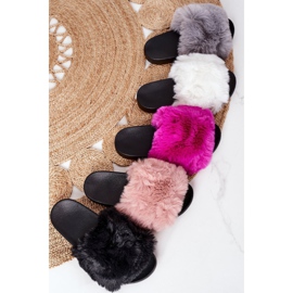 FJ1 Papuci din cauciuc cu blană gri moale 1