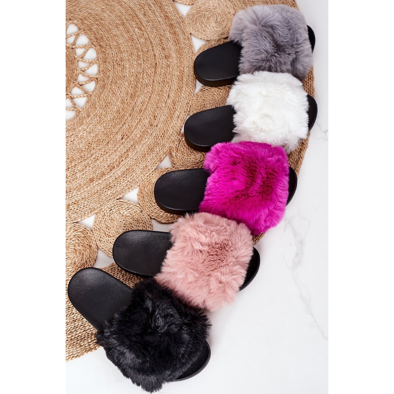 FJ1 Papuci din cauciuc cu blană moale roz 1 FJ1 Papuci din cauciuc cu blană moale roz 1