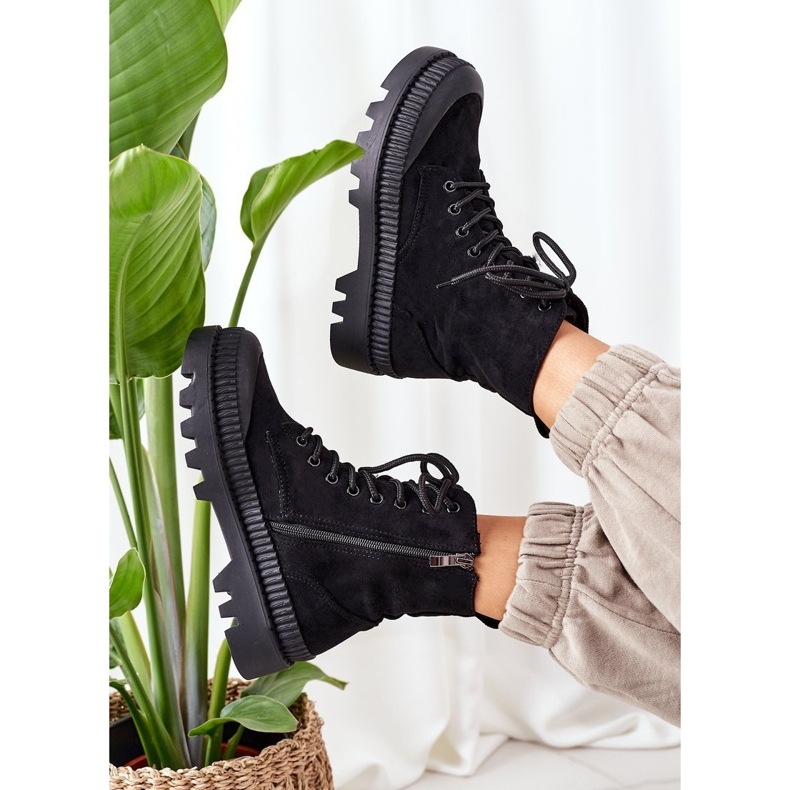 PV1 Muncitori din piele de căprioară pe platforma neagră aici sunt negru 1