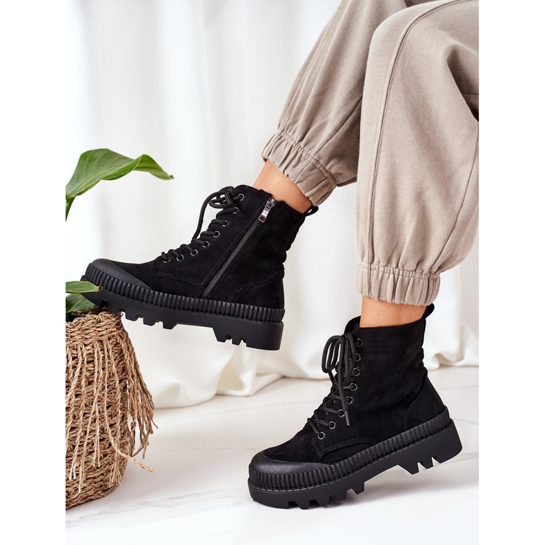 PV1 Muncitori din piele de căprioară pe platforma neagră aici sunt negru 2