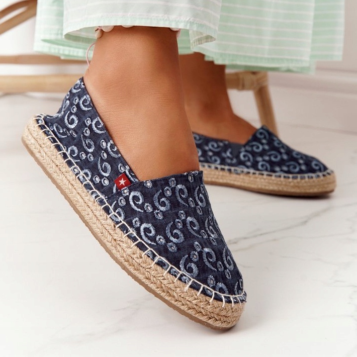 Espadrile pe o platformă împletită Big Star AA274628 Blue Navy albastru marin 1