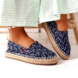 Espadrile pe o platformă împletită Big Star AA274628 Blue Navy albastru marin 3