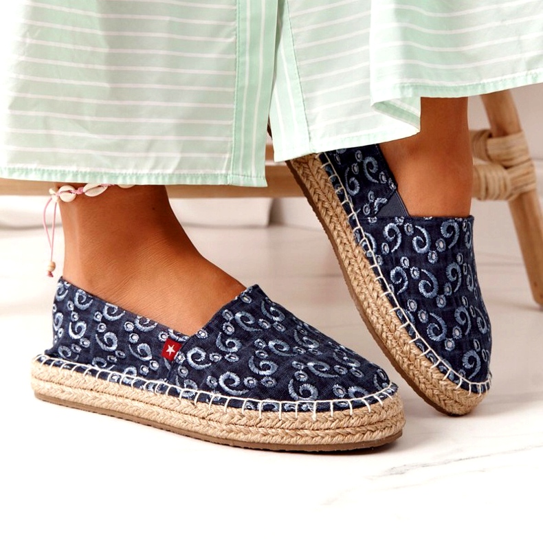 Espadrile pe o platformă împletită Big Star AA274628 Blue Navy albastru marin 3
