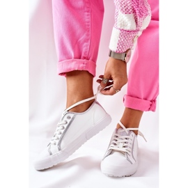 Adidași din piele pentru femei Big Star II274055 Alb 2