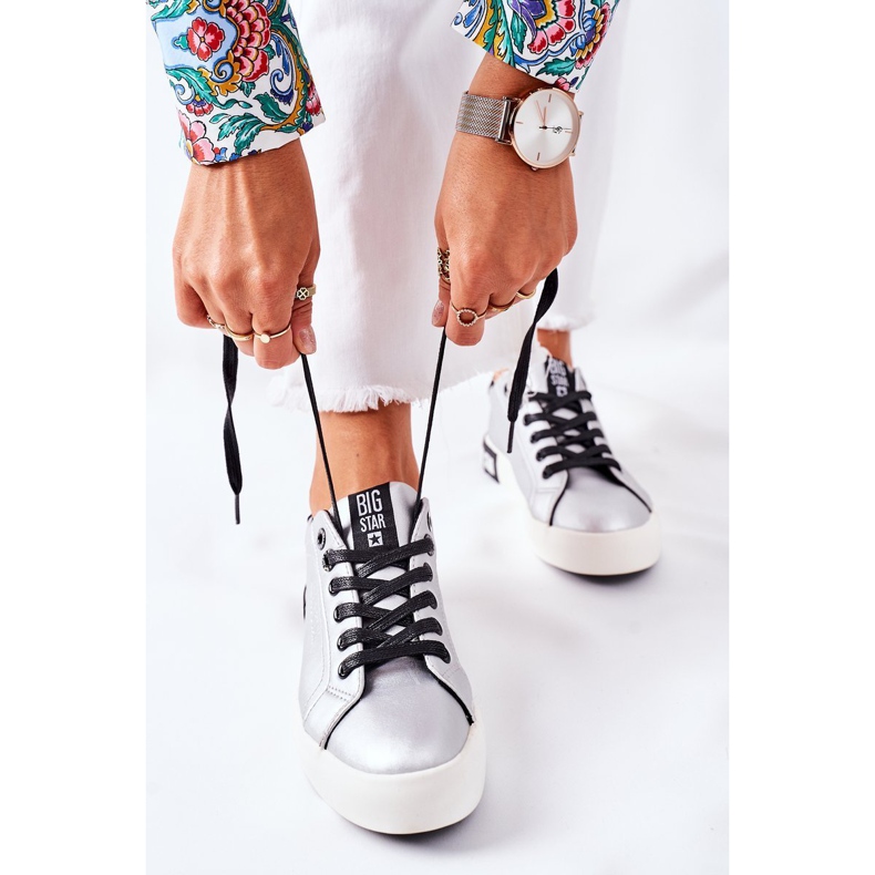 Adidași din piele pentru femei Big Star II274034 Argintiu 1