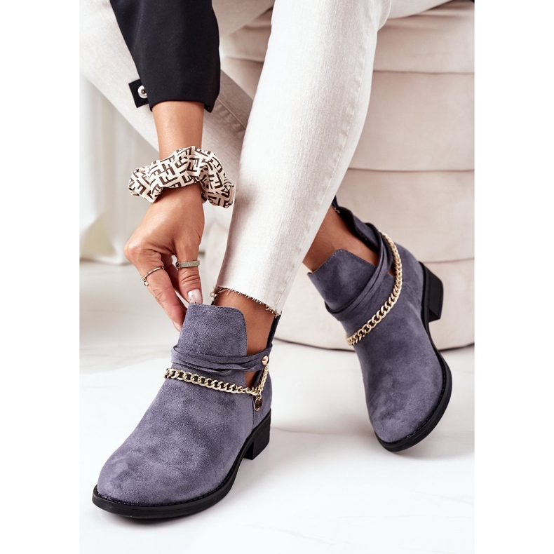 PS1 Cizme din piele de căprioară cu lanț Albastru Elvira 2 PS1 Cizme din piele de căprioară cu lanț Albastru Elvira 2