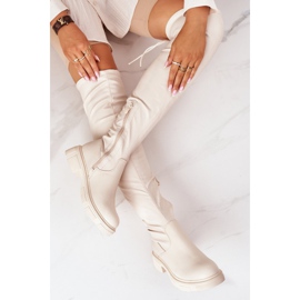 PS1 Cizme din piele peste genunchi bej Selina 1