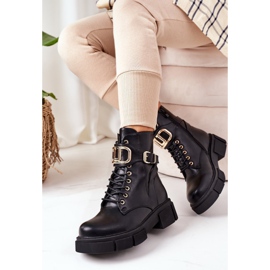 PS1 Muncitori calzi cu cataramă aurie Maybelle neagră negru 2