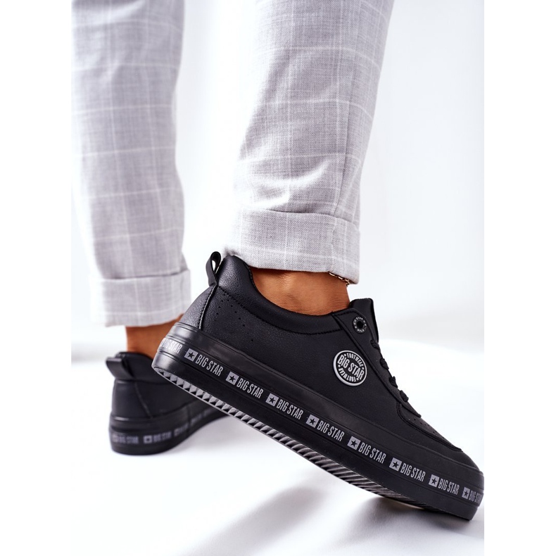 Big Star Adidași din piele pe marea stea II274074 platformă neagră negru 1