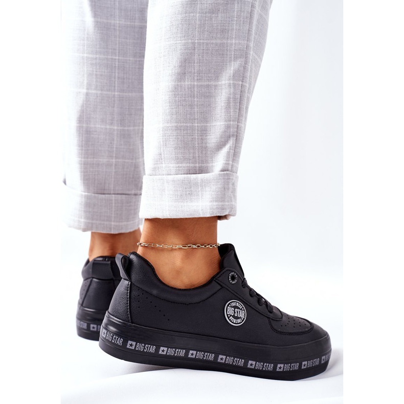 Big Star Adidași din piele pe marea stea II274074 platformă neagră negru 2