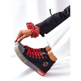 Adidași înalți din piele Big Star II274139 Negru roșu 1