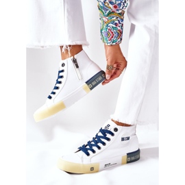 Adidași înalți din piele Big Star II274137 Alb albastru marin 2