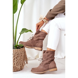 PS1 Cizme cu partea superioară dublă Violetta maro deschis kaki 2