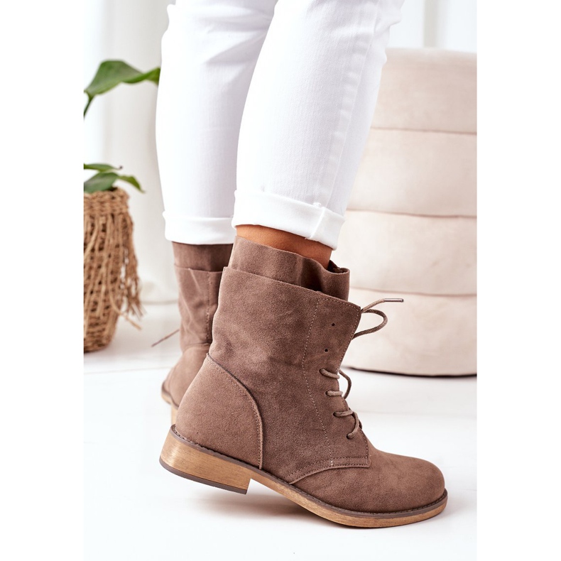 PS1 Cizme cu partea superioară dublă Violetta maro deschis kaki 1