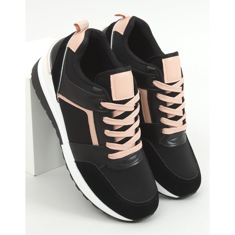 P79 negru Pantofi sport negri cu pană 1