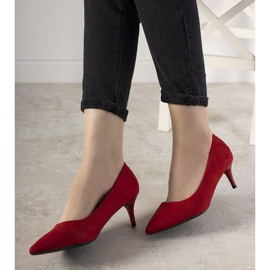 Pompele roșii pe toc mic de Ferri roșu 1