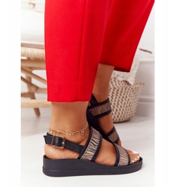 Sandale cu toc din piele Laura Messi 2232 Negru bej 4