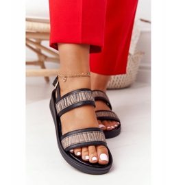 Sandale cu toc din piele Laura Messi 2232 Negru bej 5