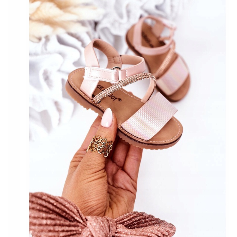 FR1 Sandale pentru copii cu paiete Pink Blake roz 2