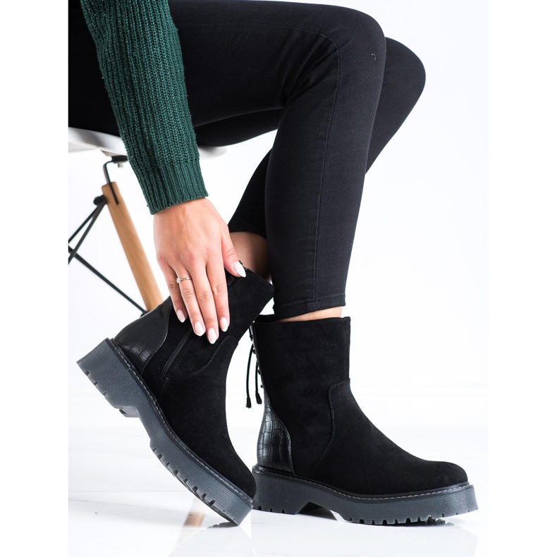 J. Star Muncitori din piele de căprioară cu legătură negru 2