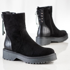 J. Star Muncitori din piele de căprioară cu legătură negru 1 J. Star Muncitori din piele de căprioară cu legătură negru 1