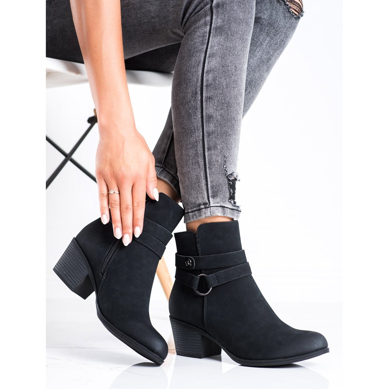 J. Star Cizme cu centură decorativă negru 2