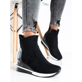 Cizme înalte pe pană VINCEZA negru 1