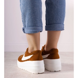 Adidași sport de culoare maro, cu talpă Chillout înaltă 2