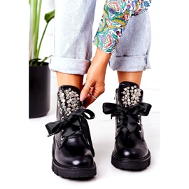 PS1 Muncitori calzi cu perle metalice Perla neagră negru 2