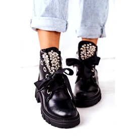 PS1 Muncitori calzi cu perle metalice Perla neagră negru 4