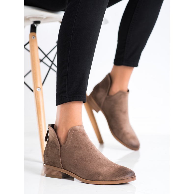 Cizme din piele de căprioară cu decupaj VINCEZA maro 1