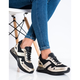 Adidași cu sclipici VINCEZA negru de aur 2