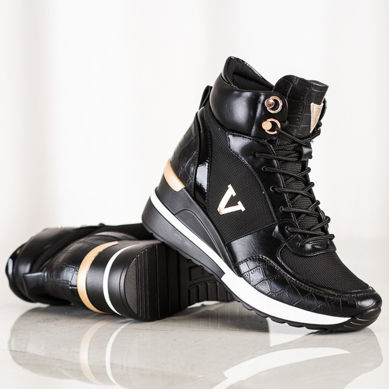 Înalt VINCEZA Sneaekrsy negru 1