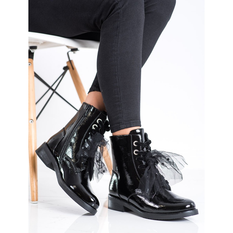 S. BARSKI Cizme din piele ecologică lăcuită S.BARSKI negru 2