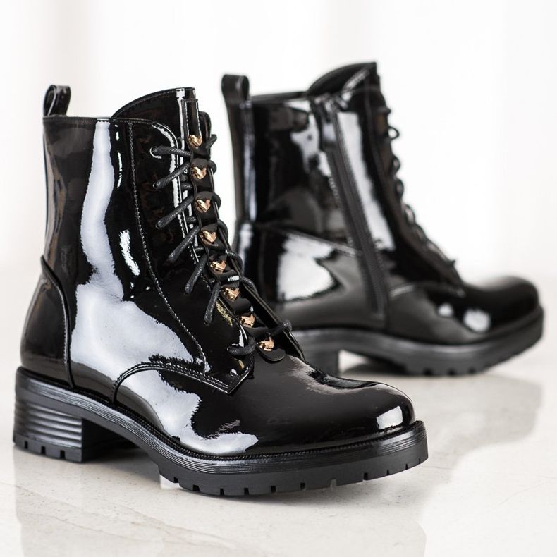 S. BARSKI Muncitori din piele ecologică lăcuită S.BARSKI negru 1