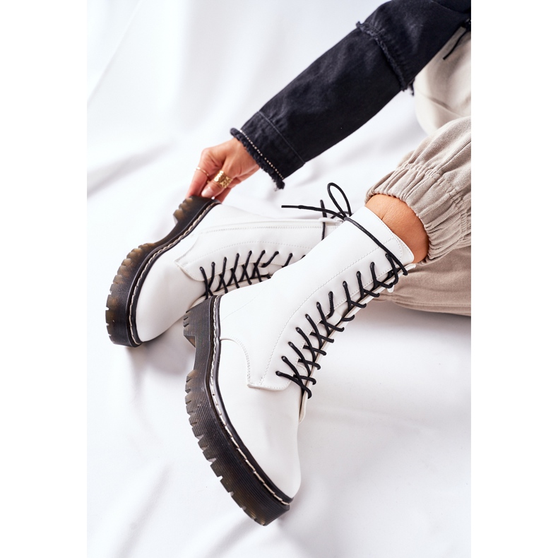 S.Barski Cizme muncitoare pentru femei Corydon albe 1