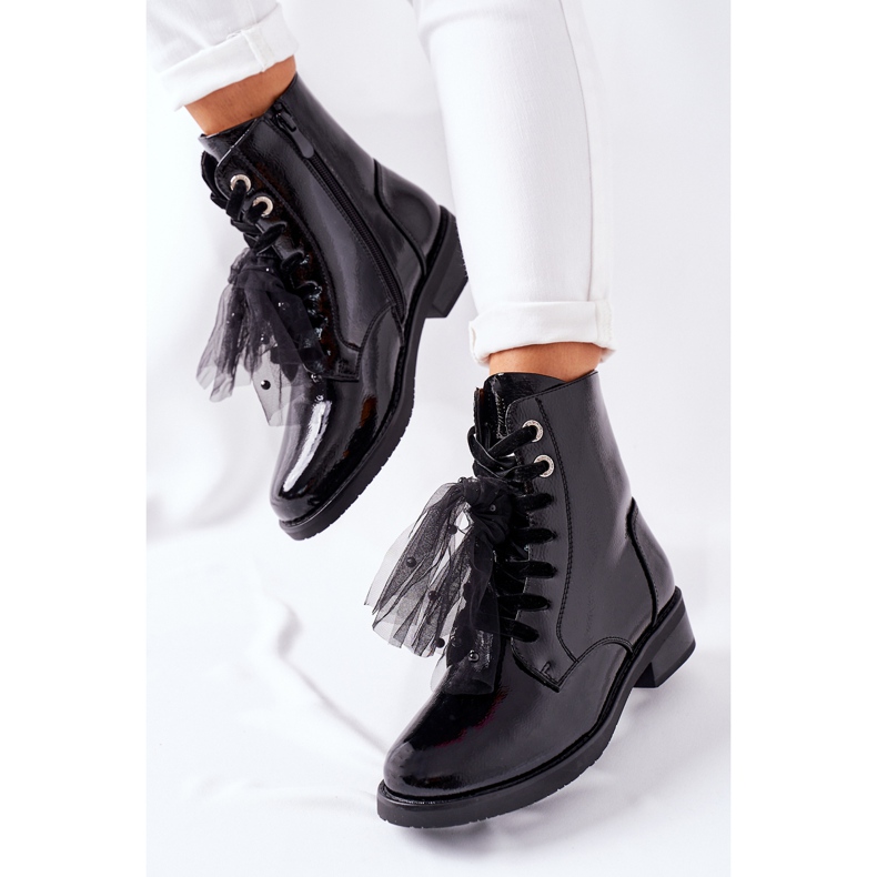 S.Barski Cizme de damă clasice negre cu lac cald, La Grotta negru 2