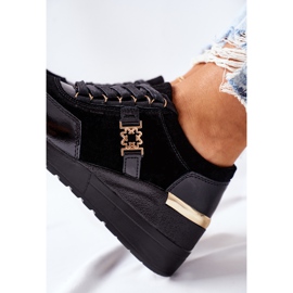 S.Barski Adidași de piele pentru femei din piele Montessori negri negru 1