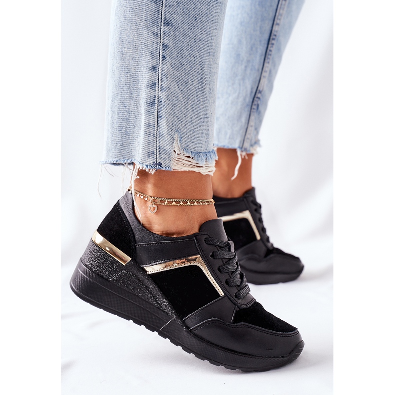 S.Barski Adidași din piele pentru femei din piele negru Manitoba 1