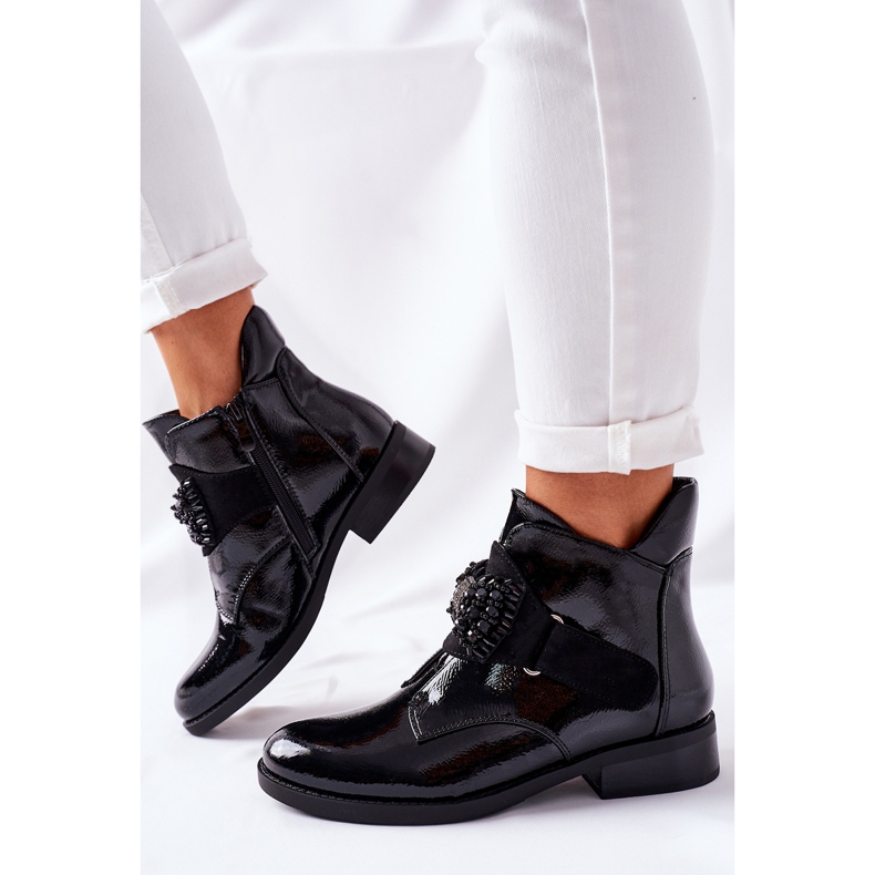 S.Barski Cizme pentru femei Lăcuite cristale Schuler negre negru 1