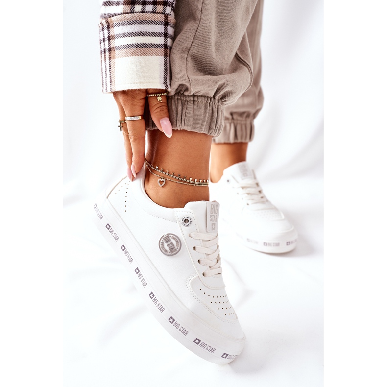 Big Star Adidași din piele pe steaua mare II274075 alb platformă 2