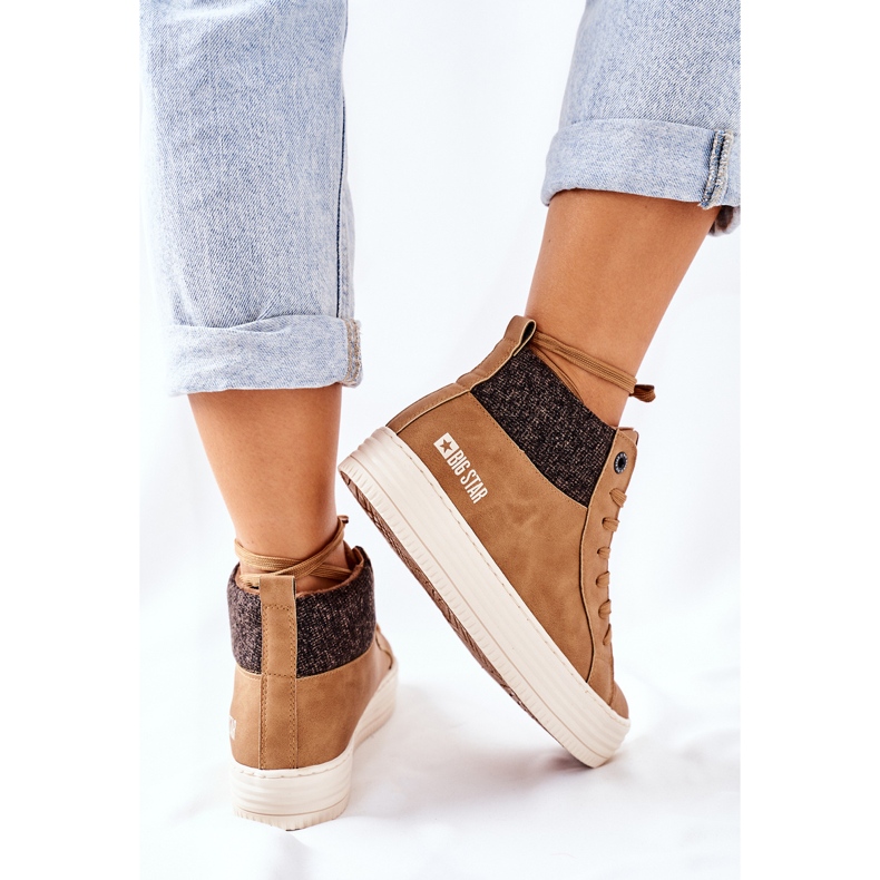 Adidași cu izolație înaltă Big Star II274145 Camel maro 1