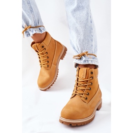 Cizme de drumeție din piele pentru femei Big Star II274447 Camel maro 2