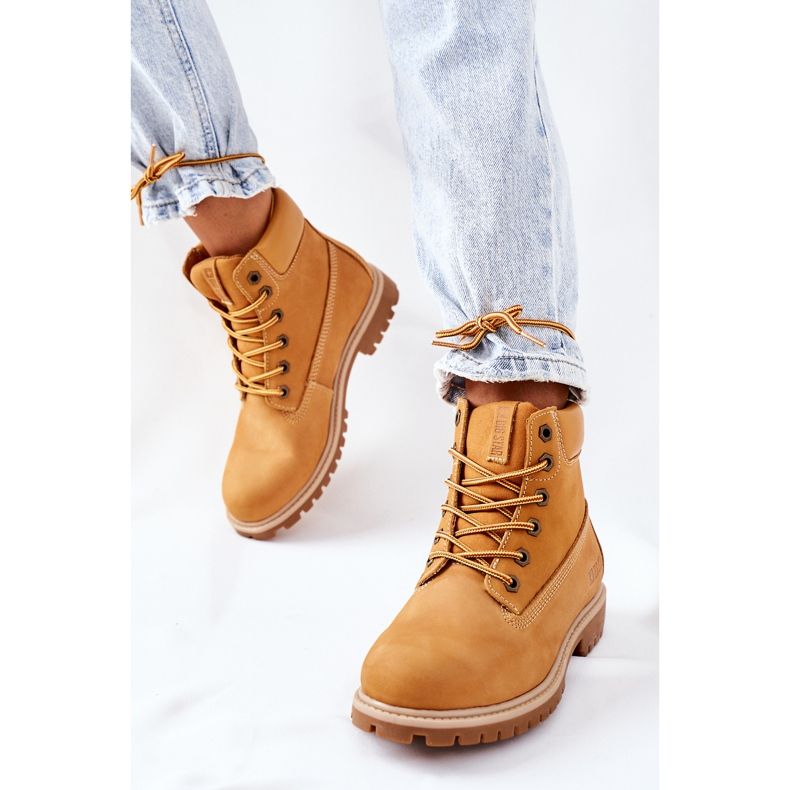 Cizme de drumeție din piele pentru femei Big Star II274447 Camel maro 2