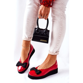 Balerini din piele pe platformă Maciejka 05062-08 Roșu negru roşu 2