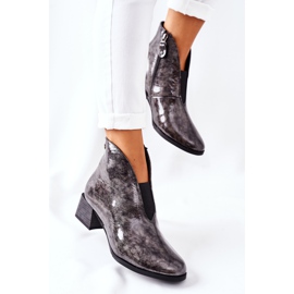 Cizme din piele caldă cu toc înalt Maciejka 04777-13 Gri multicolor 2